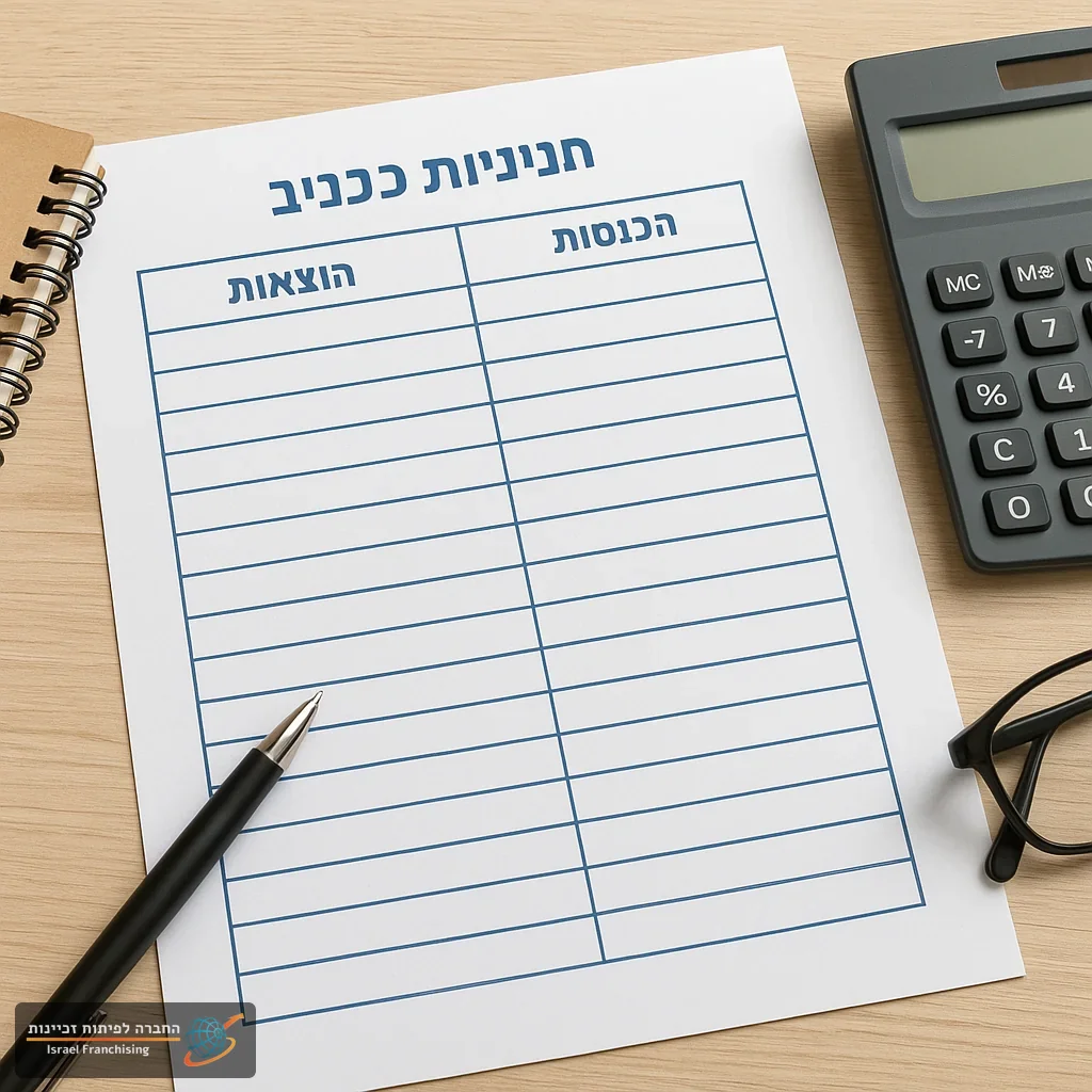 תבנית תקציב לפתיחת סניף זכיינות: הוצאות והכנסות צפויות לשנה הראשונה